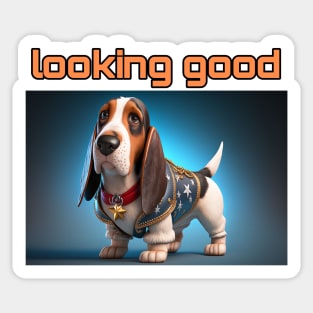 Basset Hound - Looking Good and dressed for success Sticker